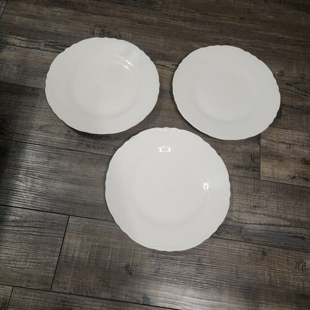 3 Vintage white dinner plates 9.25 inches U